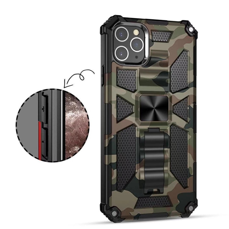For iPhone 11 Pro Max Camouflage Armor Shockproof TPU + PC Magnetic Protective Case with Holder (Army Green) - iPhone 11 Pro Max Cases by PMC TechLife | Online Shopping South Africa | PMC TechLife | Buy Now Pay Later Mobicred