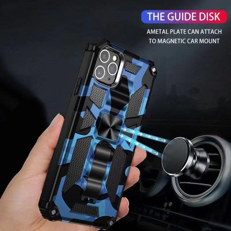 For iPhone 11 Pro Max Camouflage Armor Shockproof TPU + PC Magnetic Protective Case with Holder (Army Green) - iPhone 11 Pro Max Cases by PMC TechLife | Online Shopping South Africa | PMC TechLife | Buy Now Pay Later Mobicred
