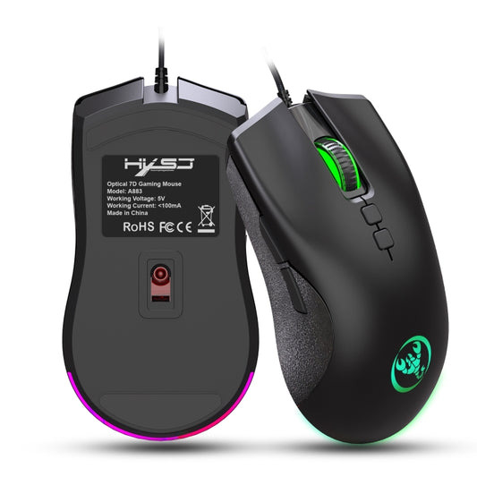 HXSJ A883 7 Keys 6400DPI RGB Light Mechanical Gaming Wired Mouse - Wired Mice by HXSJ | Online Shopping South Africa | PMC Jewellery | Buy Now Pay Later Mobicred