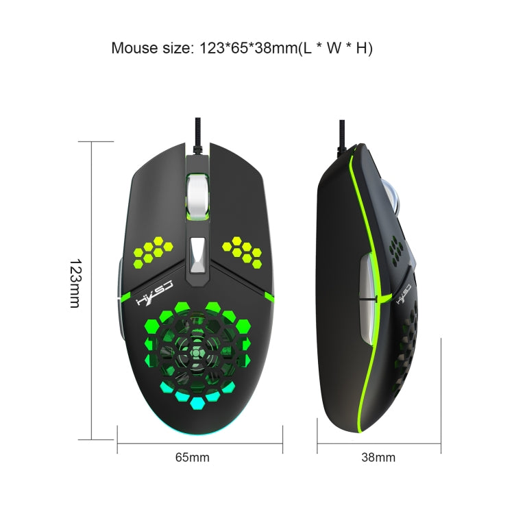 HXSJ J400 6 Keys 8000DPI RGB Light Fan Cooling Gaming Wired Mouse - Wired Mice by HXSJ | Online Shopping South Africa | PMC Jewellery