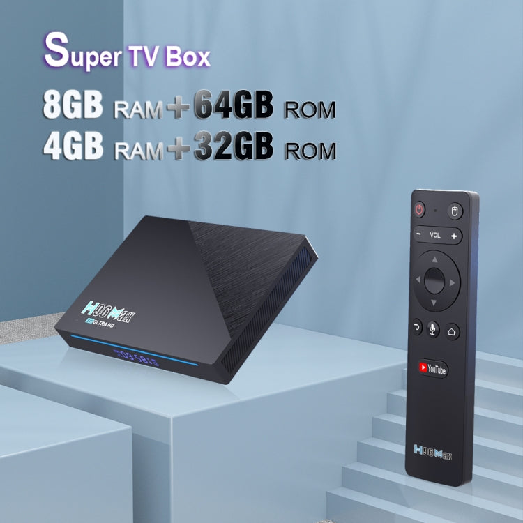 H96 Max 8K Smart TV BOX Android 11.0 Media Player with Remote Control, Quad Core RK3566, RAM: 4GB, ROM: 32GB, Dual Frequency 2.4GHz WiFi / 5G, Plug Type:UK Plug - RK3566 by PMC Jewellery | Online Shopping South Africa | PMC Jewellery | Buy Now Pay Later Mobicred