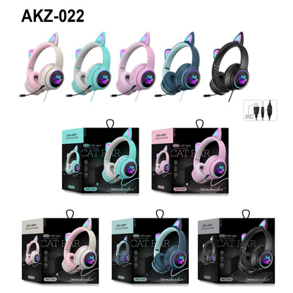 AKZ-022 USB + 3.5mm Port Cat Ear Design Foldable LED Headset with Mic(Pink) - Multimedia Headset by PMC Jewellery | Online Shopping South Africa | PMC Jewellery | Buy Now Pay Later Mobicred