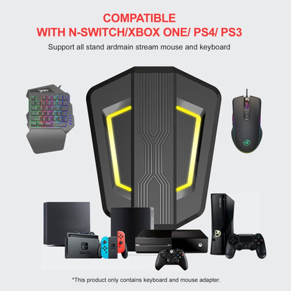 HXSJ P6+V100+A867 Keyboard Mouse Converter + One-handed Keyboard + RGB Gaming Mouse Set - Wired Mice by HXSJ | Online Shopping South Africa | PMC Jewellery | Buy Now Pay Later Mobicred