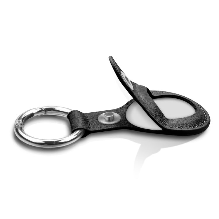 Anti-scratch Top-layer Cowhide Leather Case Cover with Switchable Keychain Ring for AirTag(Black) - Key Chain Series by PMc TechLife | Online Shopping South Africa | PMc TechLife | Buy Now Pay Later Mobicred