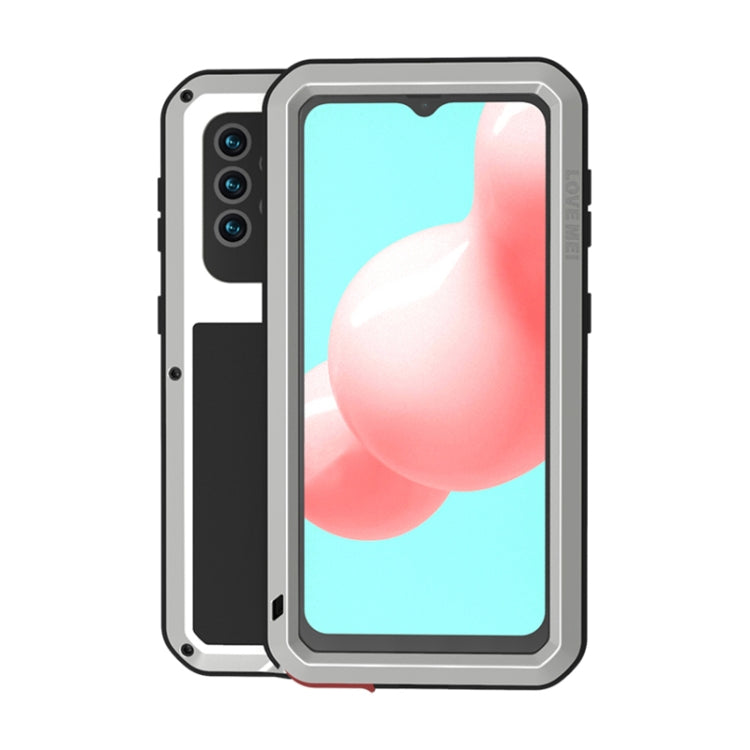 For Samsung Galaxy A32 5G LOVE MEI Metal Shockproof Waterproof Dustproof Protective Case with Glass(Silver) - Galaxy Phone Cases by LOVE MEI | Online Shopping South Africa | PMC TechLife | Buy Now Pay Later Mobicred
