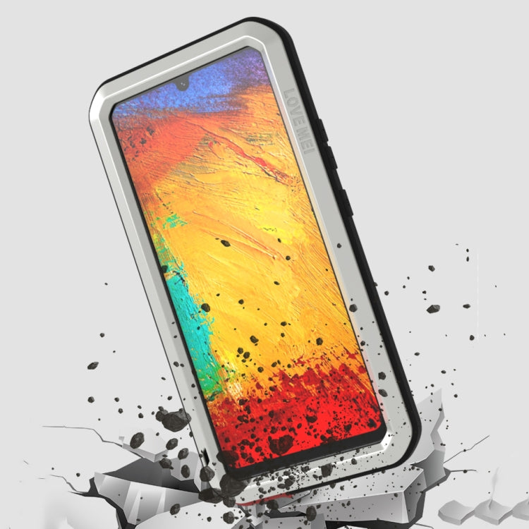 For Samsung Galaxy A42 LOVE MEI Metal Shockproof Waterproof Dustproof Protective Case with Glass(Silver) - Galaxy Phone Cases by LOVE MEI | Online Shopping South Africa | PMC Jewellery