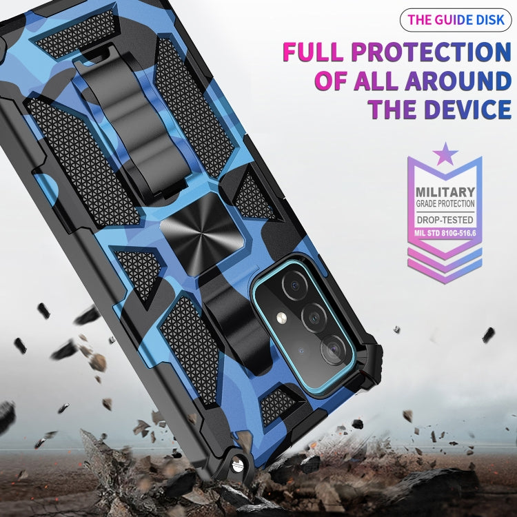 For Samsung Galaxy A51 5G Camouflage Armor Shockproof TPU + PC Magnetic Protective Case with Holder(Blue) - Galaxy Phone Cases by PMC Jewellery | Online Shopping South Africa | PMC Jewellery