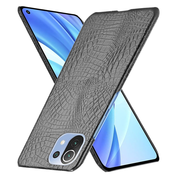 For Xiaomi Mi 11 Lite Shockproof Crocodile Texture PC + PU Case(Black) - Xiaomi Cases by PMC TechLife | Online Shopping South Africa | PMC TechLife