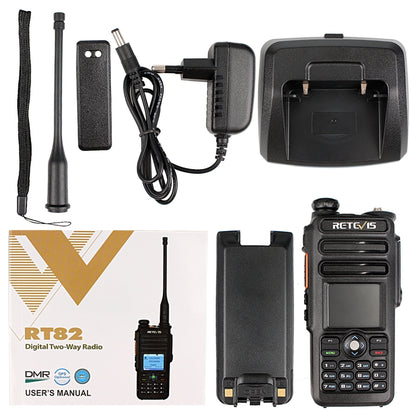 RETEVIS RT82 136-174&400-480MHz 3000CHS Dual Band DMR Digital Waterproof Two Way Radio Handheld Walkie Talkie, EU Plug(Black) - Handheld Walkie Talkie by RETEVIS | Online Shopping South Africa | PMC Jewellery | Buy Now Pay Later Mobicred