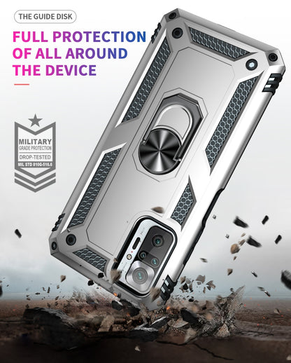 For Xiaomi Redmi Note 10 Pro Shockproof TPU + PC Protective Case with 360 Degree Rotating Holder(Silver) - Xiaomi Cases by PMC Jewellery | Online Shopping South Africa | PMC Jewellery