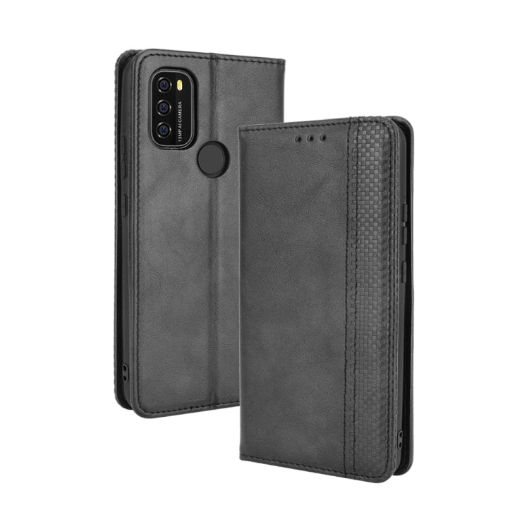 For Blackview A70 (2021) Magnetic Buckle Retro Crazy Horse Texture Horizontal Flip Leather Case with Holder & Card Slots & Photo Frame(Black) - More Brand by PMC Jewellery | Online Shopping South Africa | PMC Jewellery