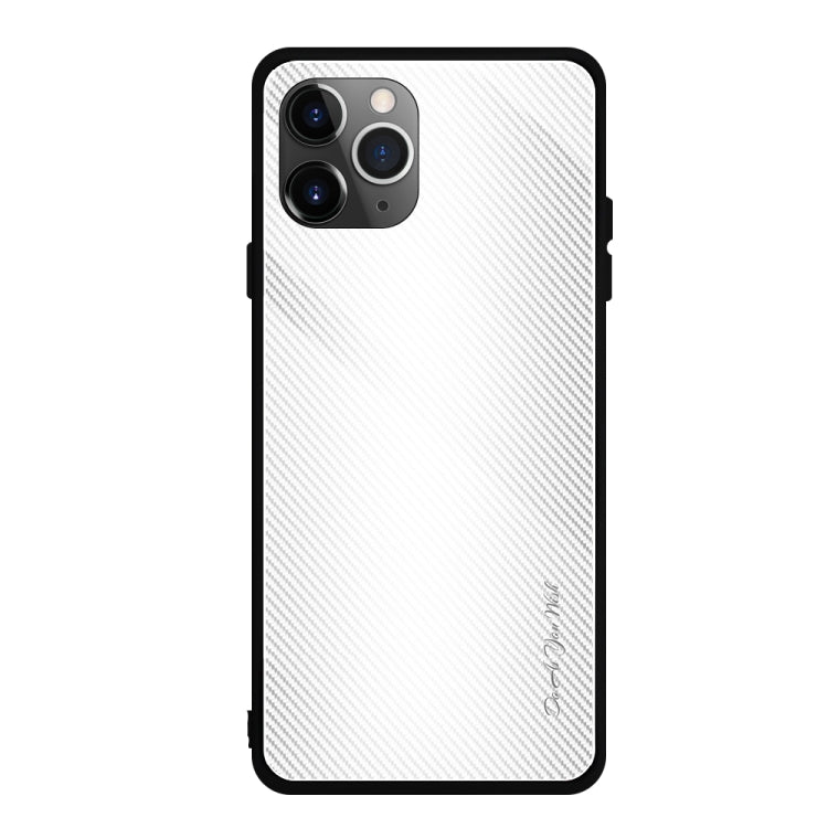For iPhone 11 Pro Max Carbon Fiber Texture Gradient Color Glass Case(White) - iPhone 11 Pro Max Cases by PMC TechLife | Online Shopping South Africa | PMC TechLife | Buy Now Pay Later Mobicred