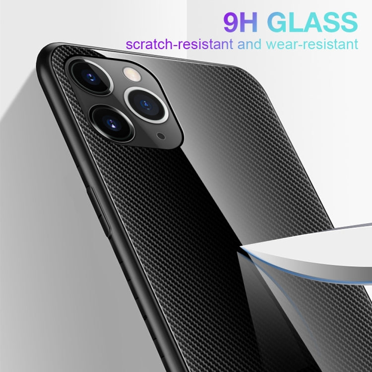 For iPhone 11 Pro Max Carbon Fiber Texture Gradient Color Glass Case(White) - iPhone 11 Pro Max Cases by PMC TechLife | Online Shopping South Africa | PMC TechLife | Buy Now Pay Later Mobicred