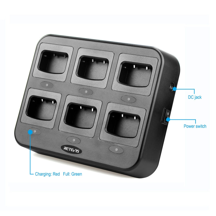 RETEVIS RTC777 Six-Way Walkie Talkie Charger for Retevis H777, EU Plug - free shipping - PMC Jewellery - Order now!