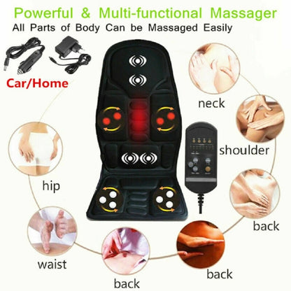 7 Massage Heads 8 Modes Car / Household Multifunctional Whole Body Cervical Massage Seat Cushion, Plug Type:EU Plug(Black) - Seat Accessories by PMC Jewellery | Online Shopping South Africa | PMC Jewellery | Buy Now Pay Later Mobicred