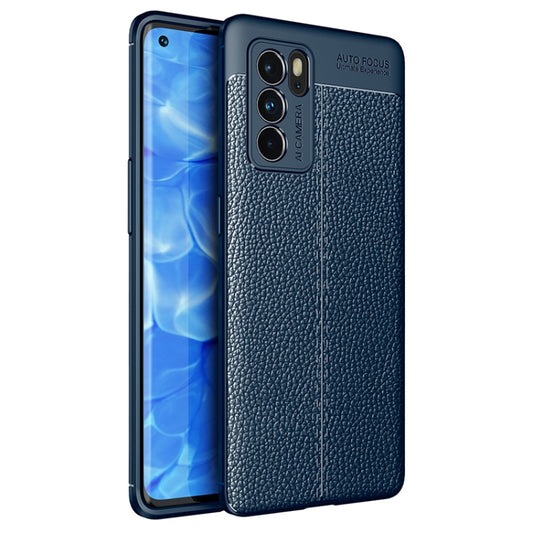 For OPPO Reno6 Pro 5G Litchi Texture TPU Shockproof Case(Blue) - OPPO Cases by PMC Jewellery | Online Shopping South Africa | PMC Jewellery