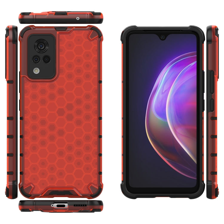 For vivo V21 Shockproof Honeycomb PC + TPU Case(Red) - vivo Cases by PMC Jewellery | Online Shopping South Africa | PMC Jewellery | Buy Now Pay Later Mobicred