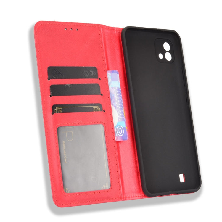 For OPPO Realme C11 2021 / Realme C20 / Realme C20a Magnetic Buckle Retro Crazy Horse Texture Horizontal Flip Leather Case with Holder & Card Slots & Photo Frame(Red) - Realme Cases by PMC Jewellery | Online Shopping South Africa | PMC Jewellery | Buy Now Pay Later Mobicred