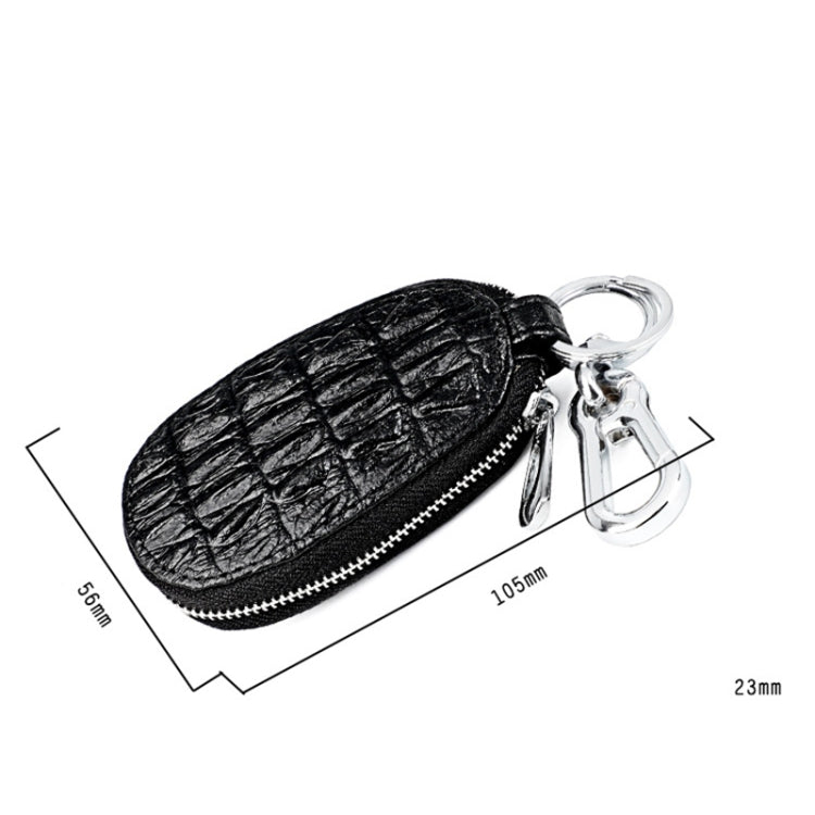 Crocodile Texture First Layer Cowhide Hanging Waist Car Key Bag(Black) - Car Key Cases by PMC TechLife | Online Shopping South Africa | PMC TechLife | Buy Now Pay Later Mobicred