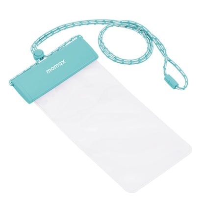 MOMAX SR25 IPX8 Outdoor Transparent PC+TPU Waterproof Bag with Lanyard For Mobile Phones Below 7 inche(Blue) - Waterproof Bag by MOMAX | Online Shopping South Africa | PMC Jewellery | Buy Now Pay Later Mobicred