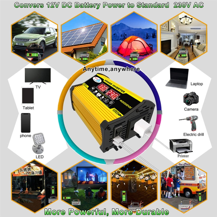 Legend II Generation 12V to 110V 4000W Modified Square Wave Car Power Inverter(Yellow) - Modified Square Wave by PMC TechLife | Online Shopping South Africa | PMC TechLife | Buy Now Pay Later Mobicred
