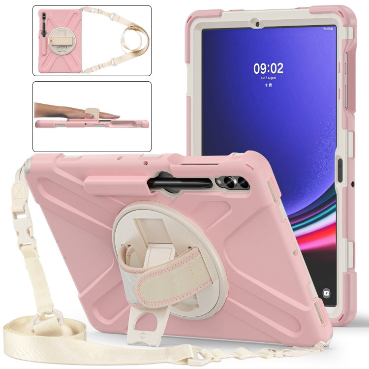 For Samsung Galaxy Tab S7 FE T730 / S7+ / S9+ /S8+ Silicone + PC Protective Case with Holder & Shoulder Strap(Rose Gold) - Other Galaxy Tab PC by PMC Jewellery | Online Shopping South Africa | PMC Jewellery | Buy Now Pay Later Mobicred