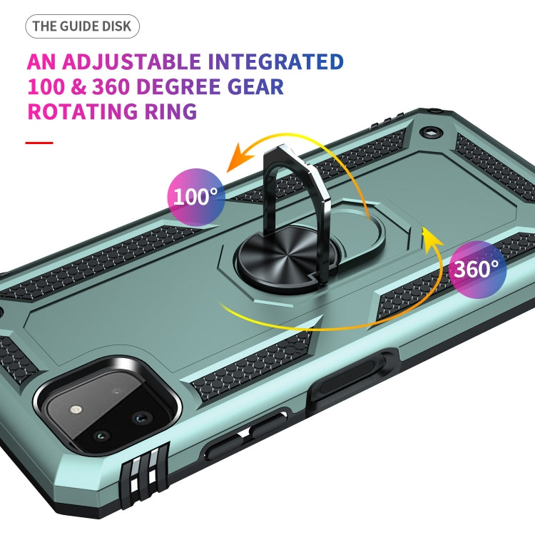 For Samsung Galaxy A22 5G Shockproof TPU + PC Protective Case with 360 Degree Rotating Holder(Dark Green) - Galaxy Phone Cases by PMC TechLife | Online Shopping South Africa | PMC TechLife