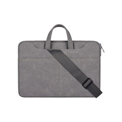 ST06SDJ Frosted PU Business Laptop Bag with Detachable Shoulder Strap, Size:13.3 inch(Dark Gray) - 13.3 inch by PMC Jewellery | Online Shopping South Africa | PMC Jewellery | Buy Now Pay Later Mobicred