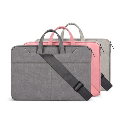 ST06SDJ Frosted PU Business Laptop Bag with Detachable Shoulder Strap, Size:14.1-15.4 inch(Light Gray) - 15 inch by PMC Jewellery | Online Shopping South Africa | PMC Jewellery | Buy Now Pay Later Mobicred