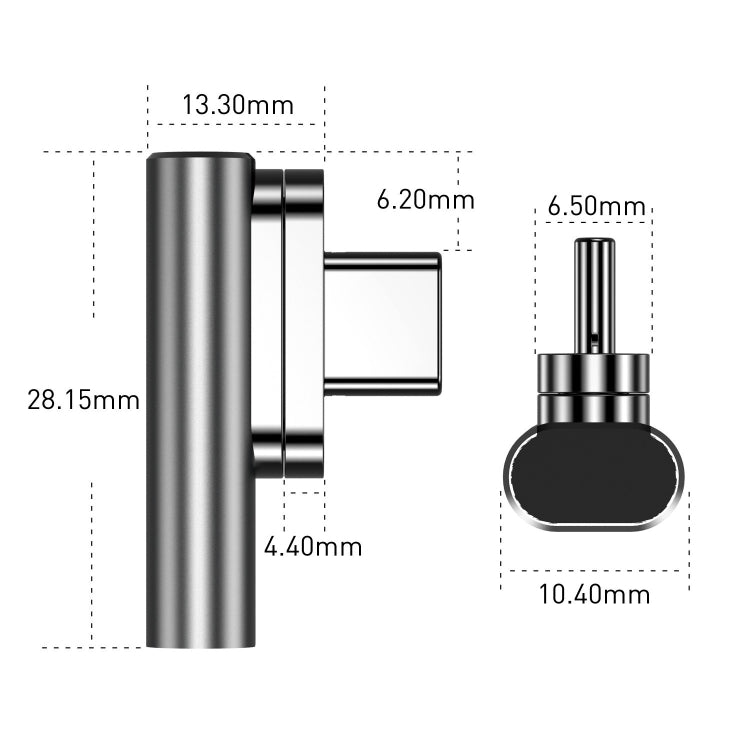 100W USB-C / Type-C Female to 20 Pin Magnetic USB-C / Type-C Male Elbow Adapter (Black) - Cable & Adapter by PMC TechLife | Online Shopping South Africa | PMC TechLife