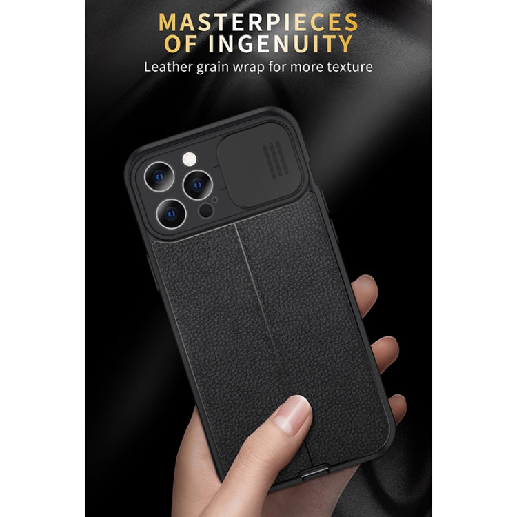 For iPhone 11 Pro Max Litchi Texture Sliding Camshield TPU Protective Case (Blue) - iPhone 11 Pro Max Cases by PMC TechLife | Online Shopping South Africa | PMC TechLife | Buy Now Pay Later Mobicred