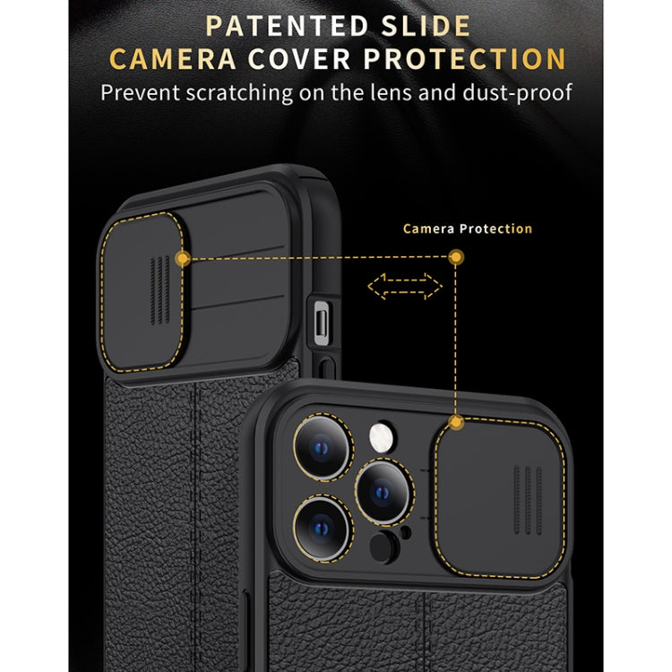 For iPhone 11 Pro Max Litchi Texture Sliding Camshield TPU Protective Case (Blue) - iPhone 11 Pro Max Cases by PMC TechLife | Online Shopping South Africa | PMC TechLife | Buy Now Pay Later Mobicred