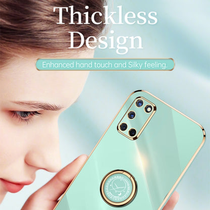 For OPPO A52 XINLI Straight 6D Plating Gold Edge TPU Shockproof Case with Ring Holder(Mint Green) - OPPO Cases by XINLI | Online Shopping South Africa | PMC Jewellery | Buy Now Pay Later Mobicred