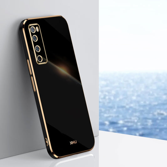 For Huawei nova 7 5G XINLI Straight 6D Plating Gold Edge TPU Shockproof Case(Black) - Huawei Cases by XINLI | Online Shopping South Africa | PMC Jewellery