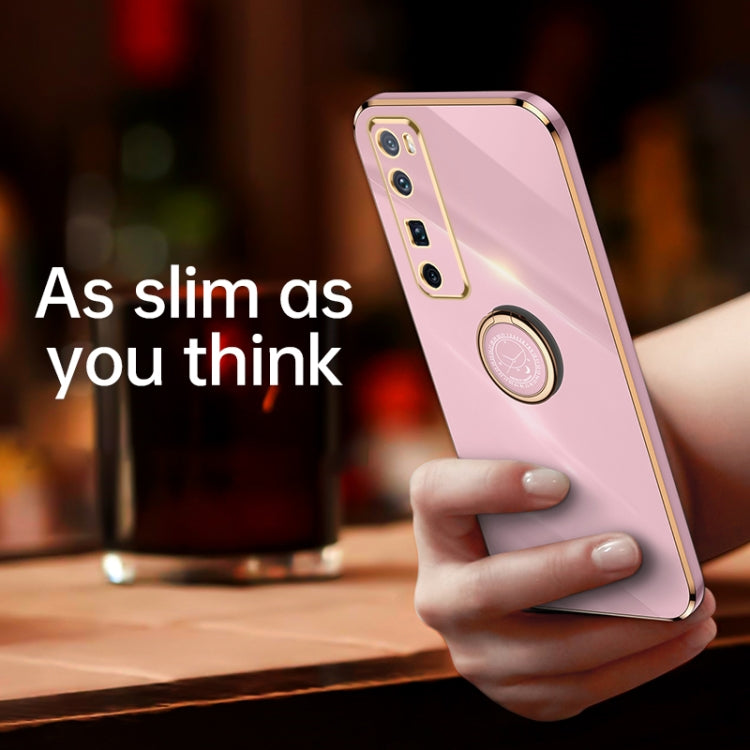 For Huawei nova 7 5G XINLI Straight Edge 6D Electroplate TPU Phone Case with Ring Holder(Black) - free shipping - PMC TechLife - Order now!