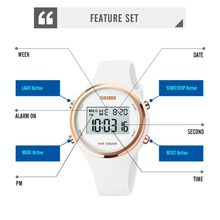 SKMEI 1720 Round Dial LED Digital Display Luminous Silicone Strap Electronic Watch(Light Green) - free shipping - PMC TechLife - Order now!