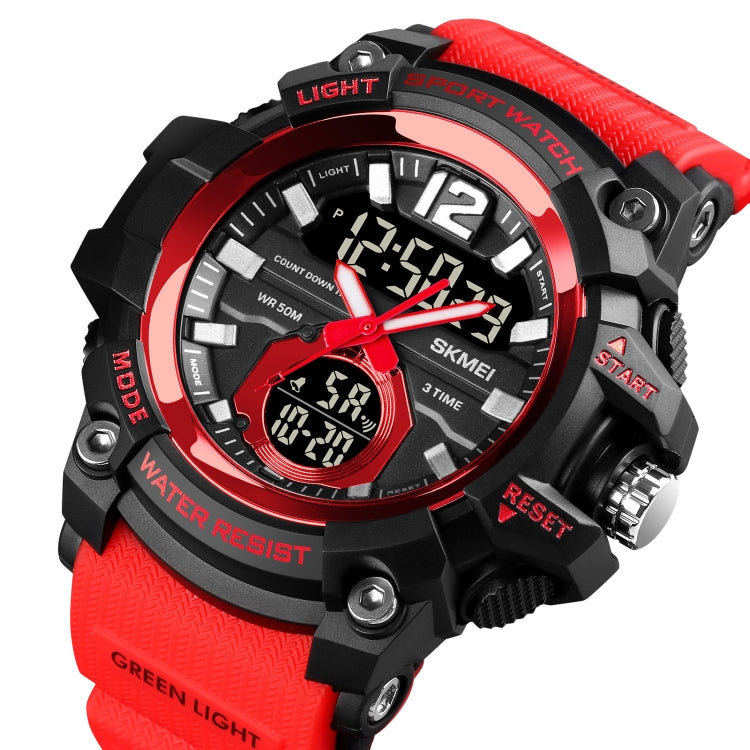 SKMEI 1725 Three Time LED Digital Display Timing Luminous Electronic Watch(Red) - free shipping - PMC TechLife - Order now!