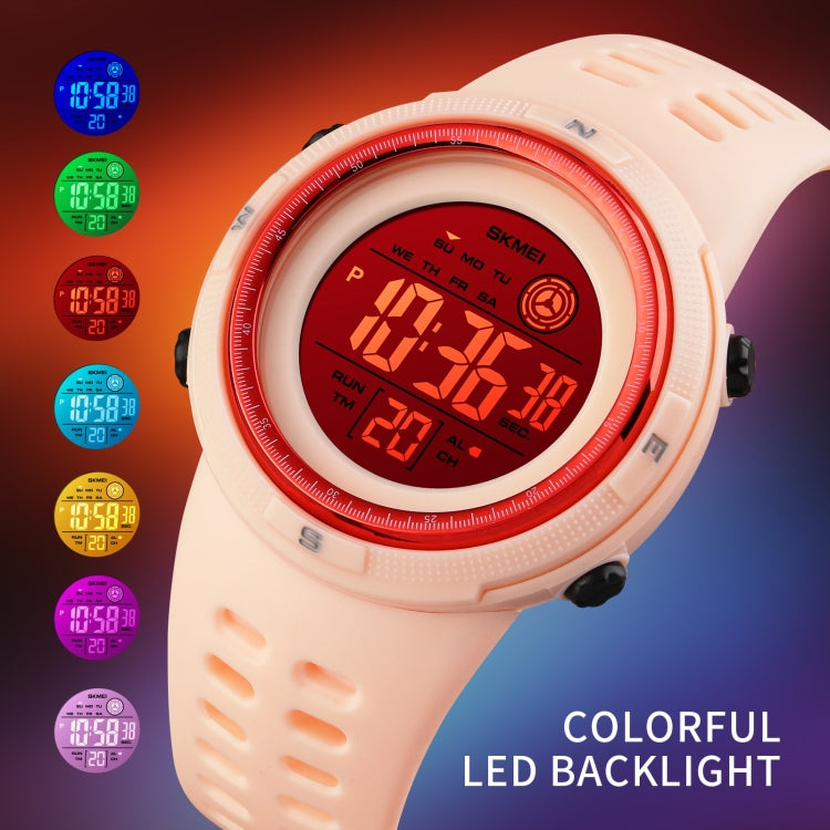SKMEI 1773 Triplicate Round LED Dual Time Digital Display Colorful Backlight Electronic Watch(Red White) - free shipping - PMC TechLife - Order now!
