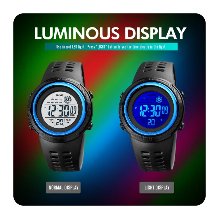 SKMEI 1773 Triplicate Round LED Dual Time Digital Display Colorful Backlight Electronic Watch(Red Black) - free shipping - PMC TechLife - Order now!