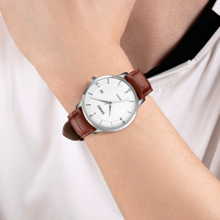 SKMEI 1801 Men Casual Calendar Quartz Watch(Silver White Black) - free shipping - PMC TechLife - Order now!