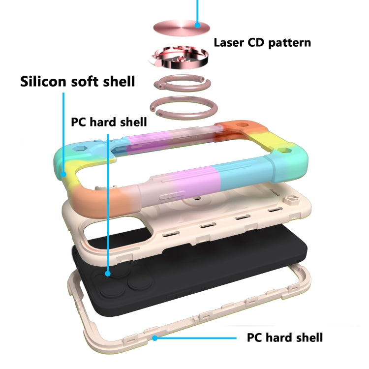 For iPhone 13 Shockproof Silicone + PC Protective Case with Dual-Ring Holder(Colorful Rose Gold) - iPhone 13 Cases by PMC TechLife | Online Shopping South Africa | PMC TechLife | Buy Now Pay Later Mobicred