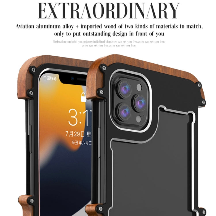 For iPhone 13 Pro Max R-JUST Ironwood Man Shockproof Metal + Wood Bumper Protective Case - iPhone 13 Pro Max Cases by R-JUST | Online Shopping South Africa | PMC Jewellery