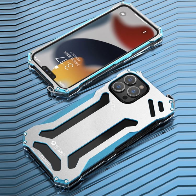 For iPhone 13 Pro Max R-JUST Shockproof Armor Metal Protective Case (Blue) - iPhone 13 Pro Max Cases by R-JUST | Online Shopping South Africa | PMC Jewellery