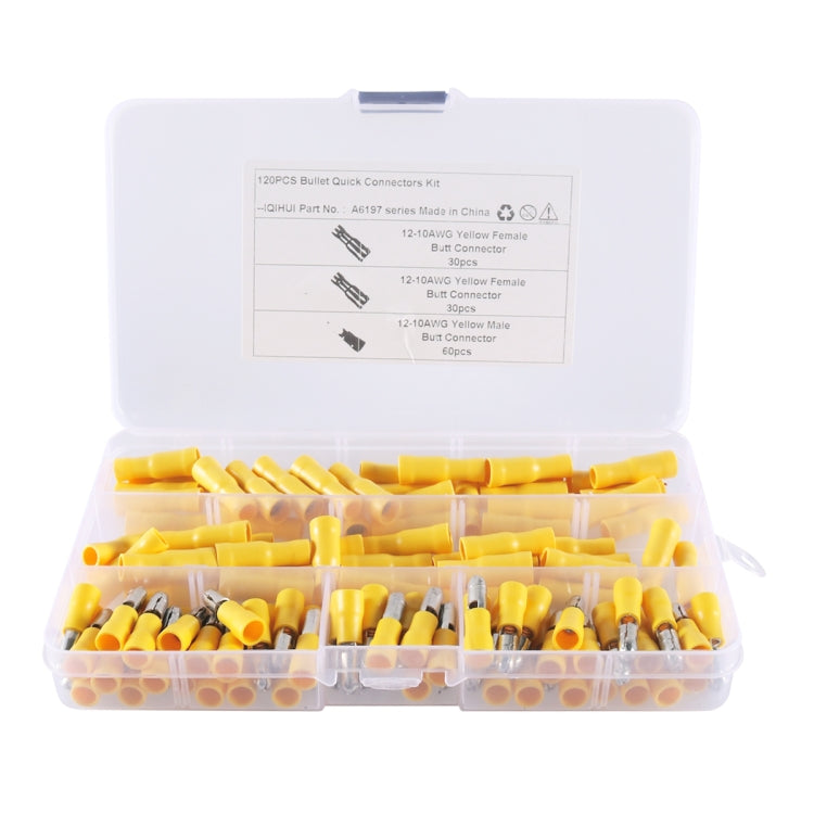 A6197 120 PCS Yellow AWG12~10 Bullet Male and Female Terminal Cold Press Terminal - Booster Cable & Clip by PMC Jewellery | Online Shopping South Africa | PMC Jewellery | Buy Now Pay Later Mobicred