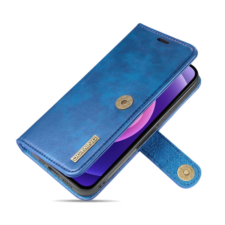 For iPhone 13 DG.MING Crazy Horse Texture Flip Detachable Magnetic Leather Case with Holder & Card Slots & Wallet(Blue) - iPhone 13 Cases by DG.MING | Online Shopping South Africa | PMC Jewellery