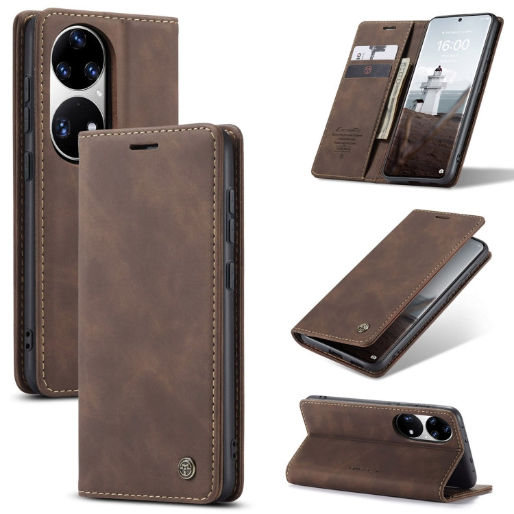 CaseMe 013 Multifunctional Horizontal Flip Leather Case with Holder & Card Slot & Wallet For Huawei P50 Pro(Coffee) - Huawei Cases by CaseMe | Online Shopping South Africa | PMC Jewellery | Buy Now Pay Later Mobicred