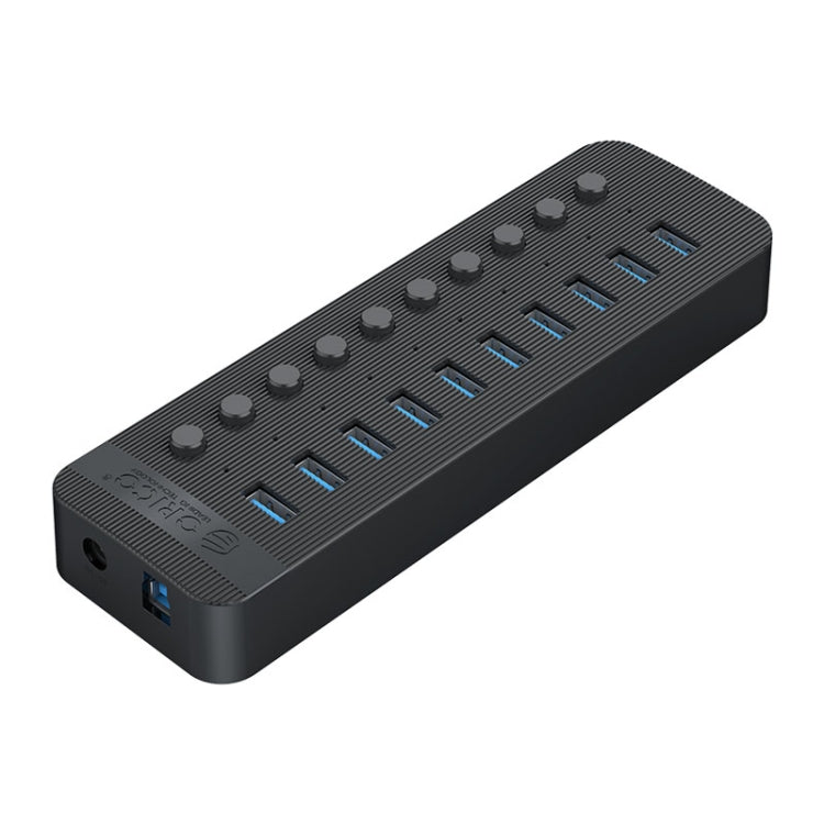 ORICO CT2U3-10AB-BK 10 In 1 Plastic Stripes Multi-Port USB HUB with Individual Switches, US Plug(Black) - USB 3.0 HUB by ORICO | Online Shopping South Africa | PMC Jewellery | Buy Now Pay Later Mobicred