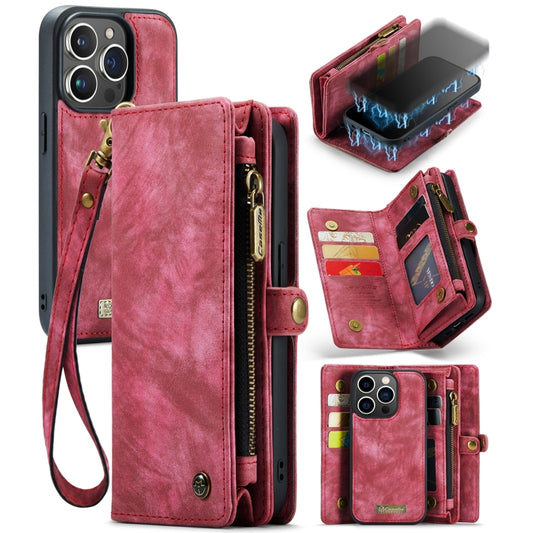 For iPhone 13 Pro Max CaseMe-008 Detachable Multifunctional Horizontal Flip Leather Case with Card Slot & Holder & Zipper Wallet & Photo Frame (Red) - iPhone 13 Pro Max Cases by CaseMe | Online Shopping South Africa | PMC Jewellery | Buy Now Pay Later Mobicred