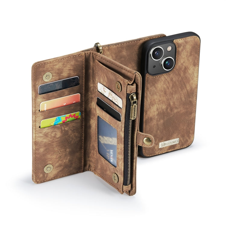 For iPhone 13 mini CaseMe-008 Detachable Multifunctional Horizontal Flip Leather Case with Card Slot & Holder & Zipper Wallet & Photo Frame (Brown) - iPhone 13 mini Cases by CaseMe | Online Shopping South Africa | PMC Jewellery | Buy Now Pay Later Mobicred