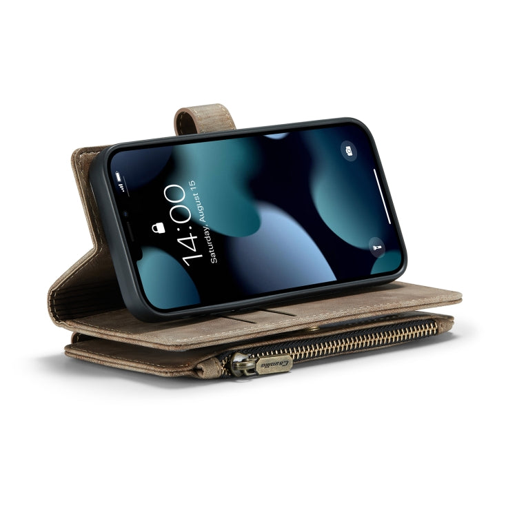 For iPhone 13 mini CaseMe-C30 PU + TPU Multifunctional Horizontal Flip Leather Case with Holder & Card Slot & Wallet & Zipper Pocket (Brown) - iPhone 13 mini Cases by CaseMe | Online Shopping South Africa | PMC Jewellery | Buy Now Pay Later Mobicred